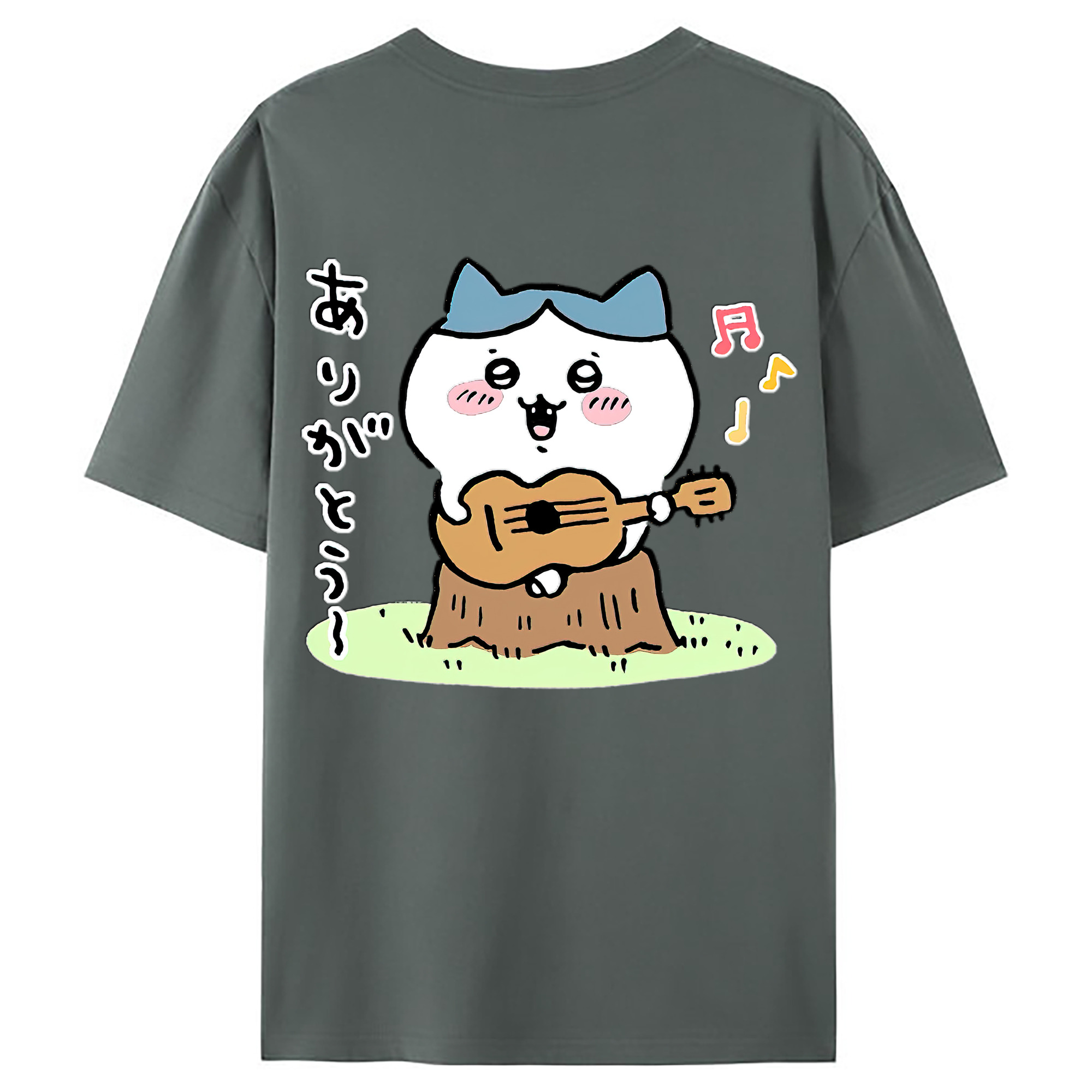 （画像用） ちいかわ ハチワレ Chii-kawa hachiware 綿100％ メンズ半袖Tシャツ（バックプリント） 通気性